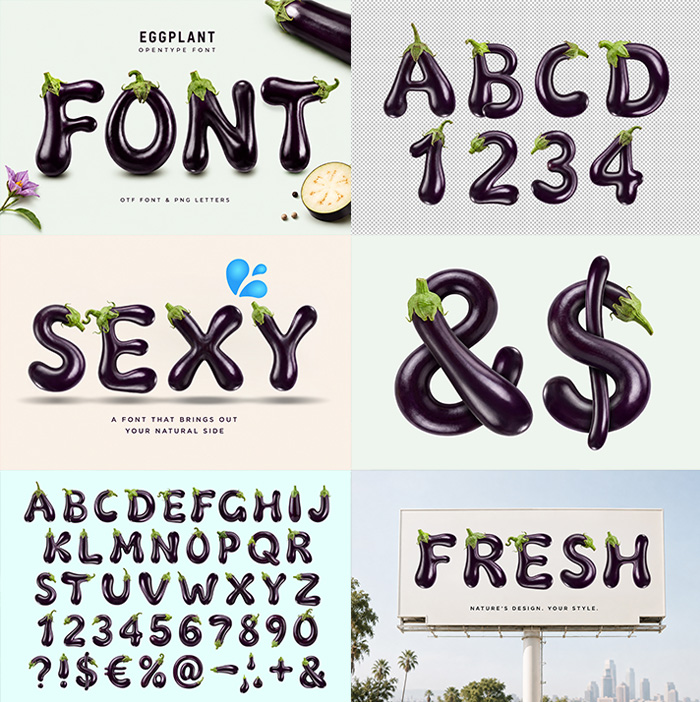 Eggplant Alphabet