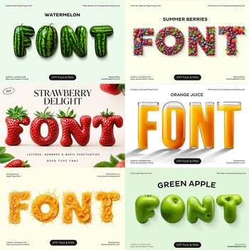Fruit fonts made by handmadefont