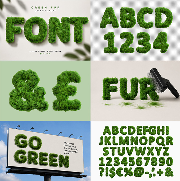 Green Fur Font. Typography you can actually pet! - Image 2
