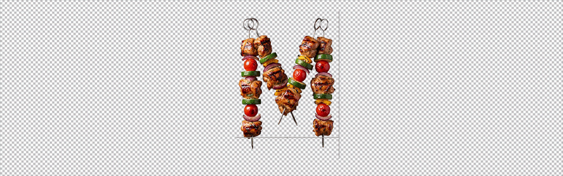 BBQ Skewer Font Animated Letter Animated letter of the BBQ Skewer Font on a transparent background