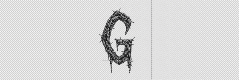 Gothic Barbed Wire Font Animated Preview Animated preview of the Gothic Barbed Wire Font spelling GO in wound steel wire