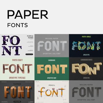 Cover image of the Paper Fonts collection, a mosaic of folded, cut and corrugated paper alphabets
