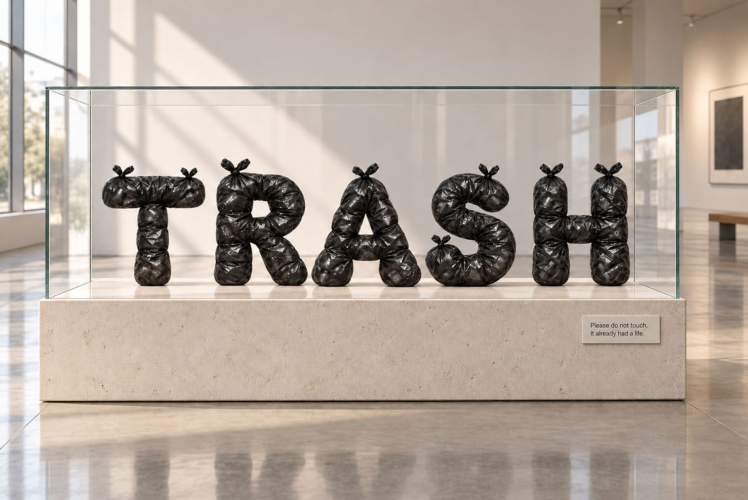 The word TRASH in the Urban Rubbish Font Gallery case holding the word TRASH built in the Urban Rubbish Font