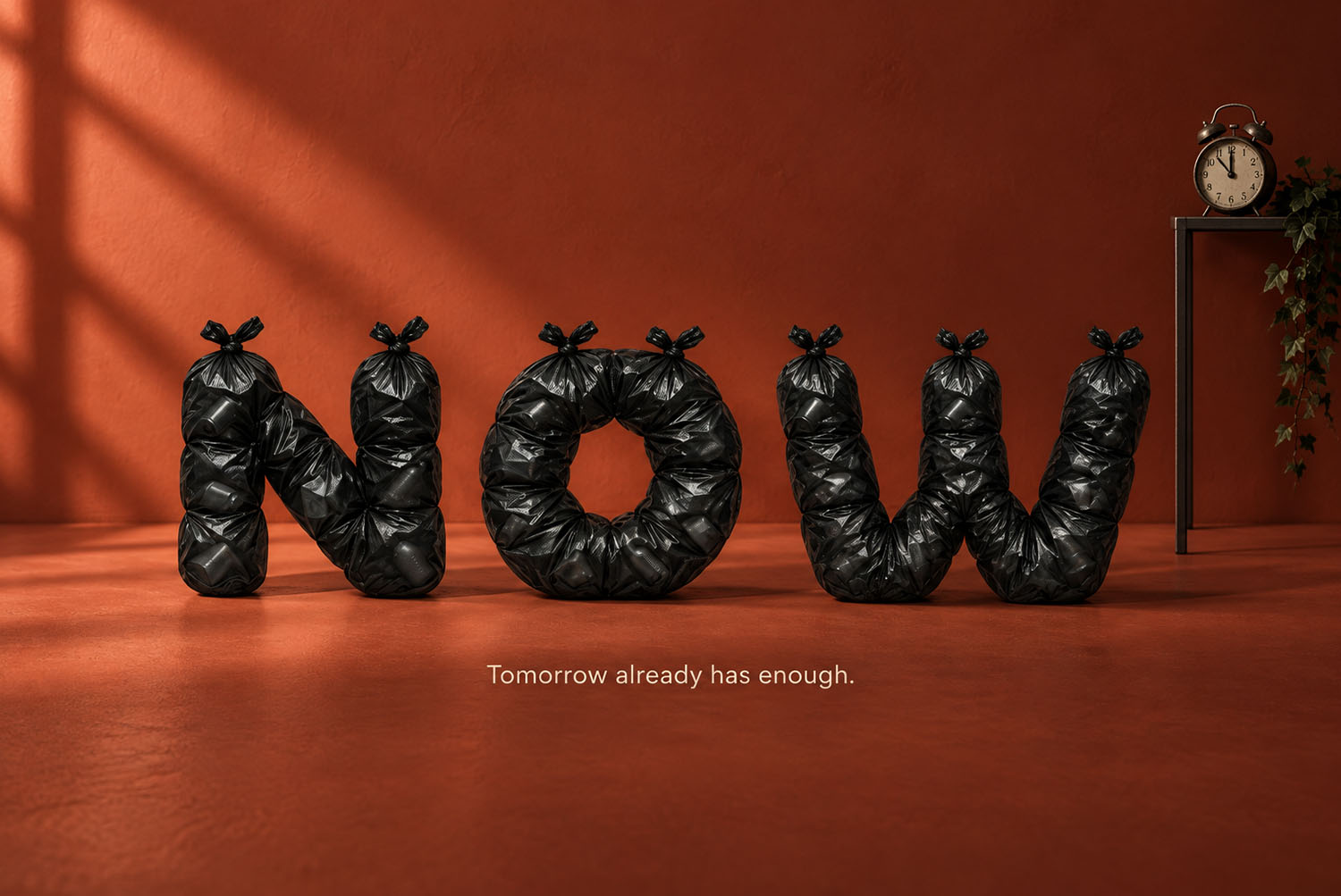 The word NOW in the Urban Rubbish Font The word NOW set in the Urban Rubbish Font against a rust-red wall