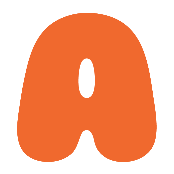 Single round letter A of the Gummy Pop Font in bright orange