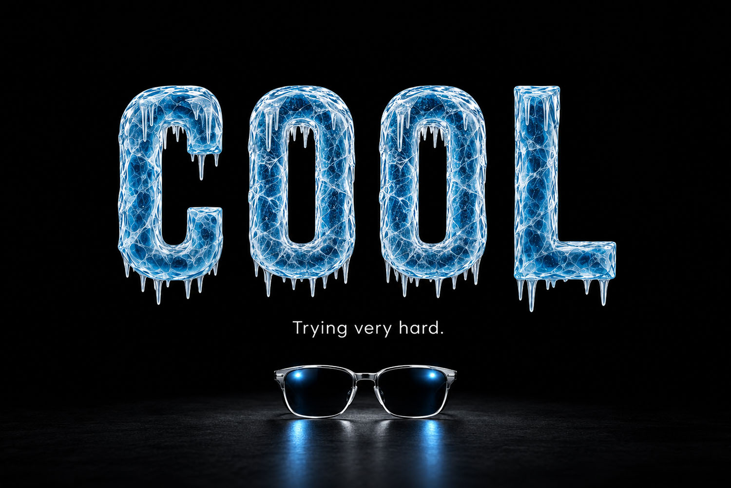 Polar Icicle Font COOL with Sunglasses COOL in the Polar Icicle Font above a pair of sunglasses on black
