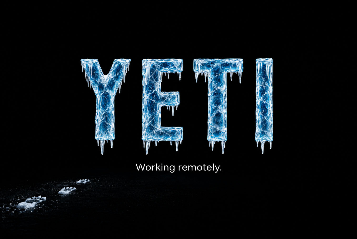 Polar Icicle Font YETI with Footprints YETI in the Polar Icicle Font on black with footprints in the snow below
